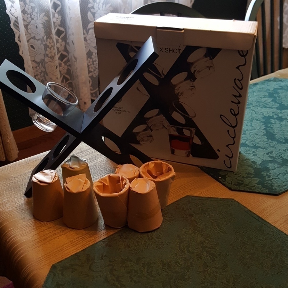 VODKA set with wooden stand  2.5 oz.